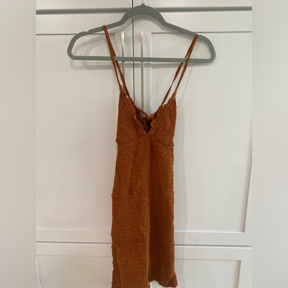 Burnt Orange Smocked Anthropologie Dress - Size small